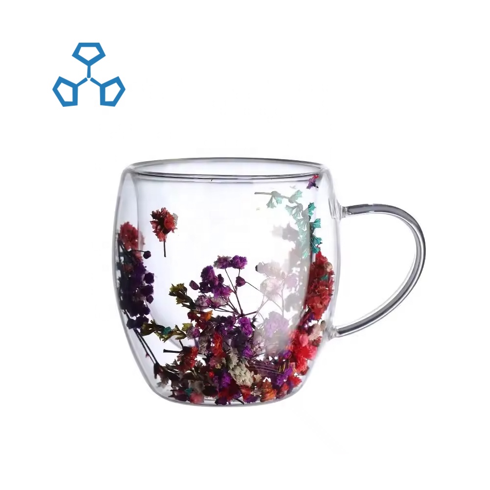 SUNYO Wholesale Creative Transparent Custom Coffee Double Wall Glass Cups With Handle