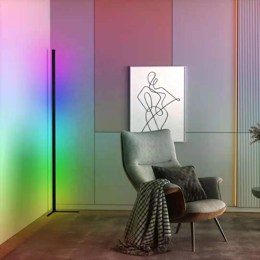 Living Room Black Gold Luxury Designer Corner Modern Floating Nordic Smart Rgb Stand Led Floor Lamp