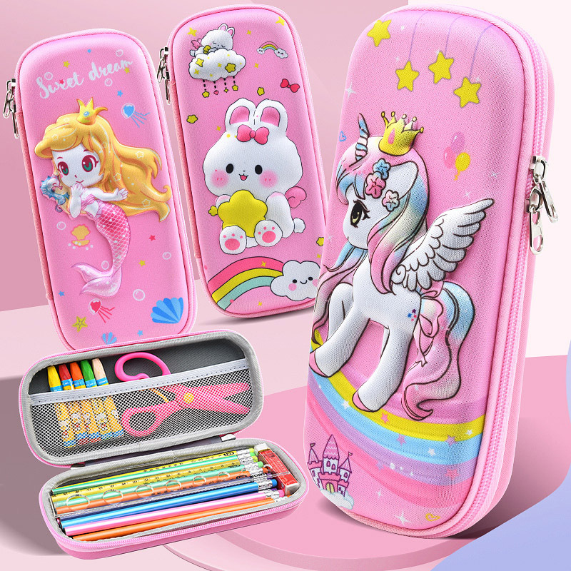 School stationery Polyester Fabric Big Capacity Pencil box Pen Case cute 3D EVA pencil Pouch Holder Organizer for kids