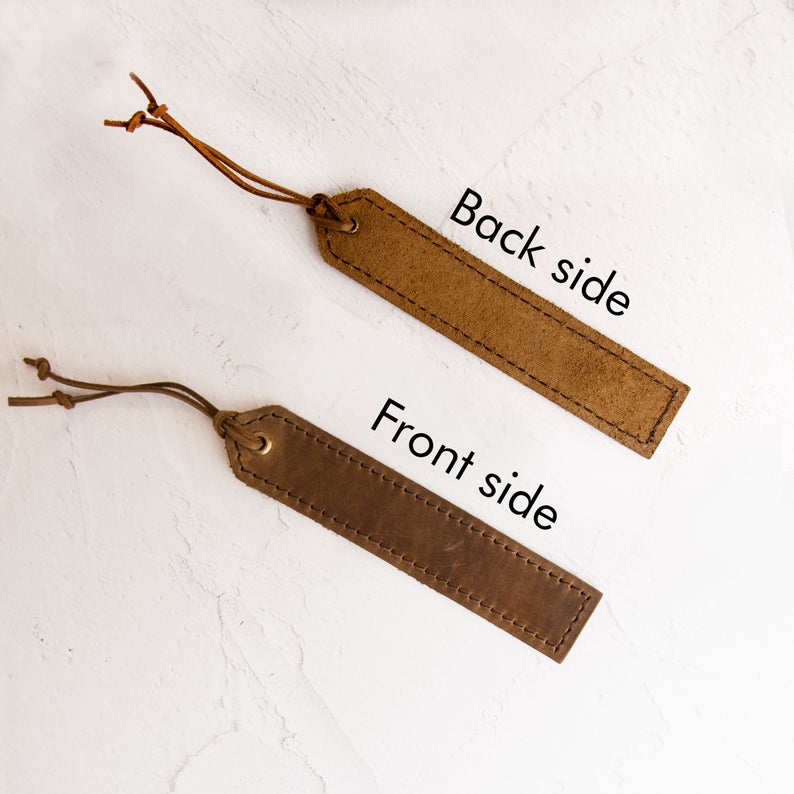 wholesale crazy horse genuine leather bookmarks custom logo leather bookmark