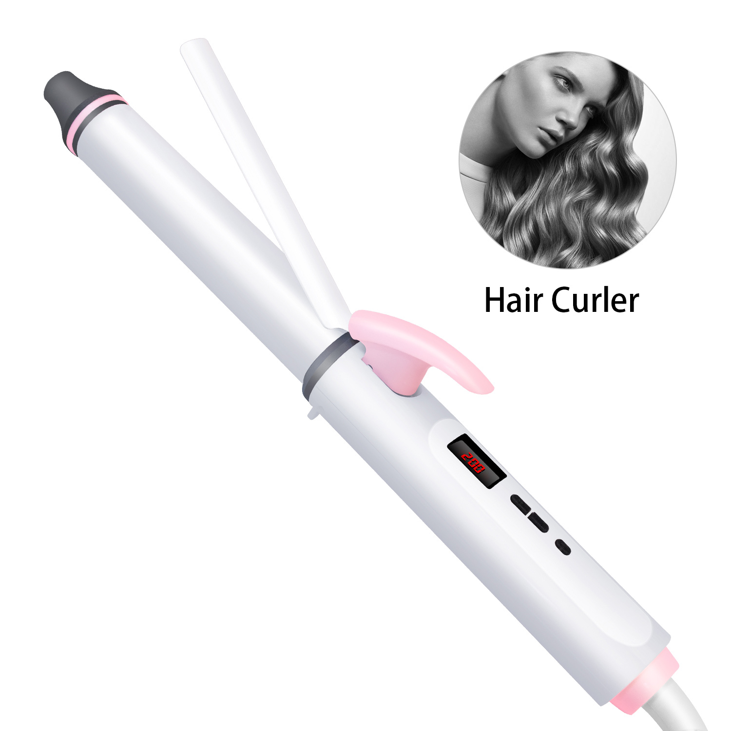 Professional LCD Temperature Magic Hair Straight and Crimping Iron Rotating Hair Waver Curler For Long Hair Curling