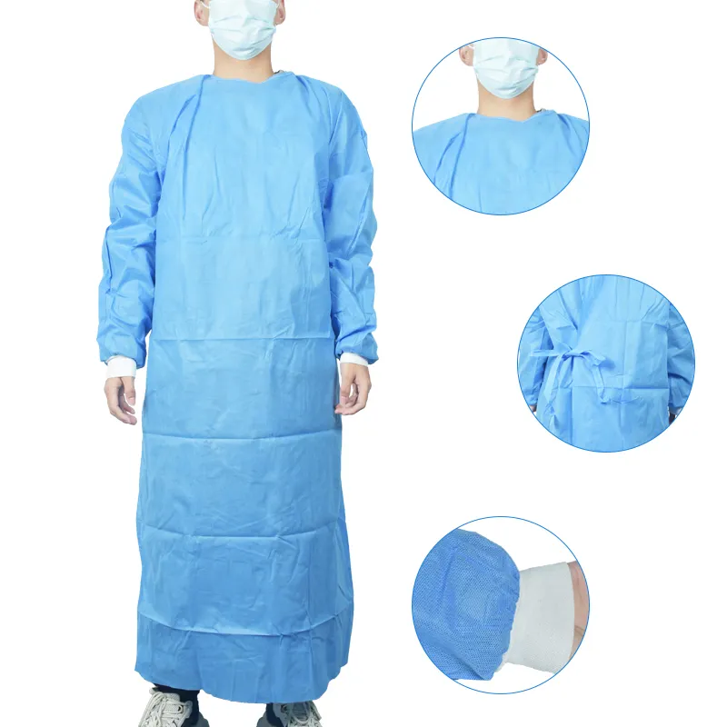 China factory produced high quality disposable level 1 SMS non woven isolation gowns for export