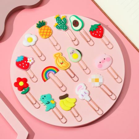 Silicone Paper Clips Animal Bookmarks Clip Holder Bookmark Binder Cartoon Flower Custom