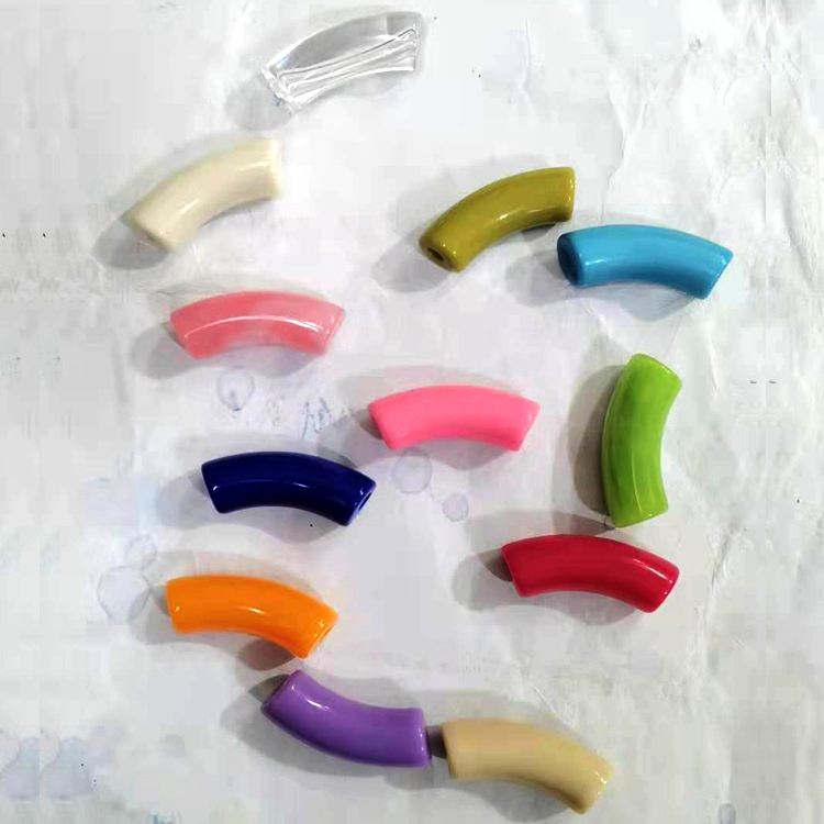 Clear Acrylic Tube Loose Beads 11.5x35mm Transprant Jelly DIY Bracelet Bead Components Customized Colorful Curved Beads