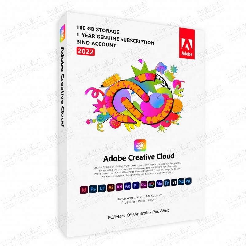 Оригинальный лицензионный ключ Adob Creative Cloud, подписка на 1 год, все приложения, 24/7 онлайн, 2022