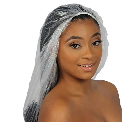 Spa Salon Beauty Hotel Haircare Disposable Transparent Bath Bouffant Waterproof Elastic Plastic Shower Cap