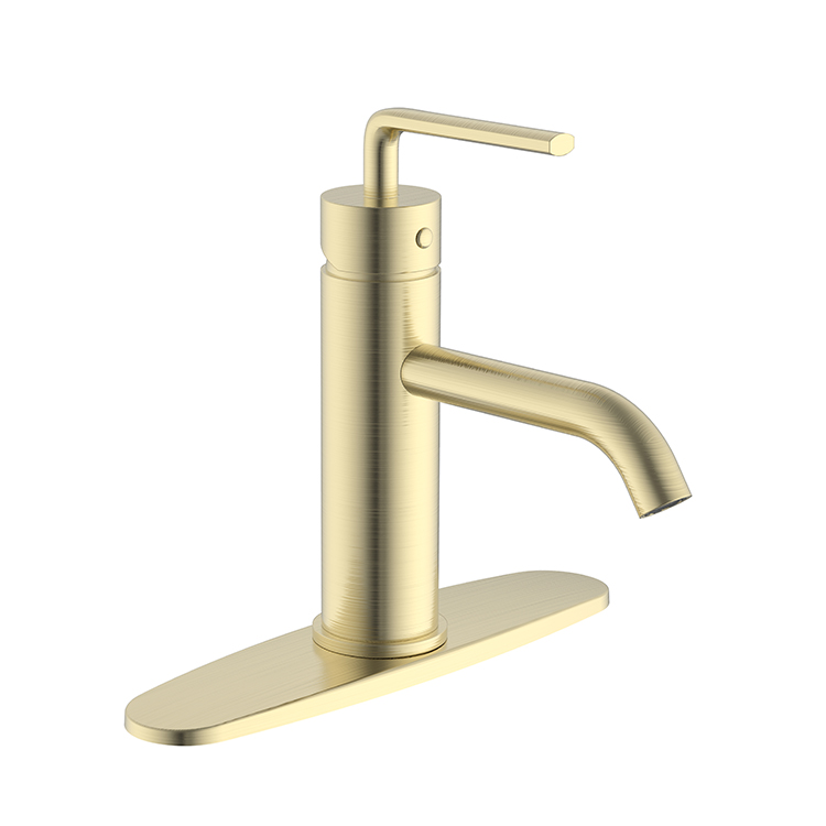 China Factory High Quality Modern Design Luxury Single Handle Bathroom Brushed Gold Vanity Mixer