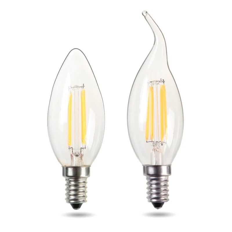 best seller dimmable led filament lamp CA35 E14 transparent glass housing lighting
