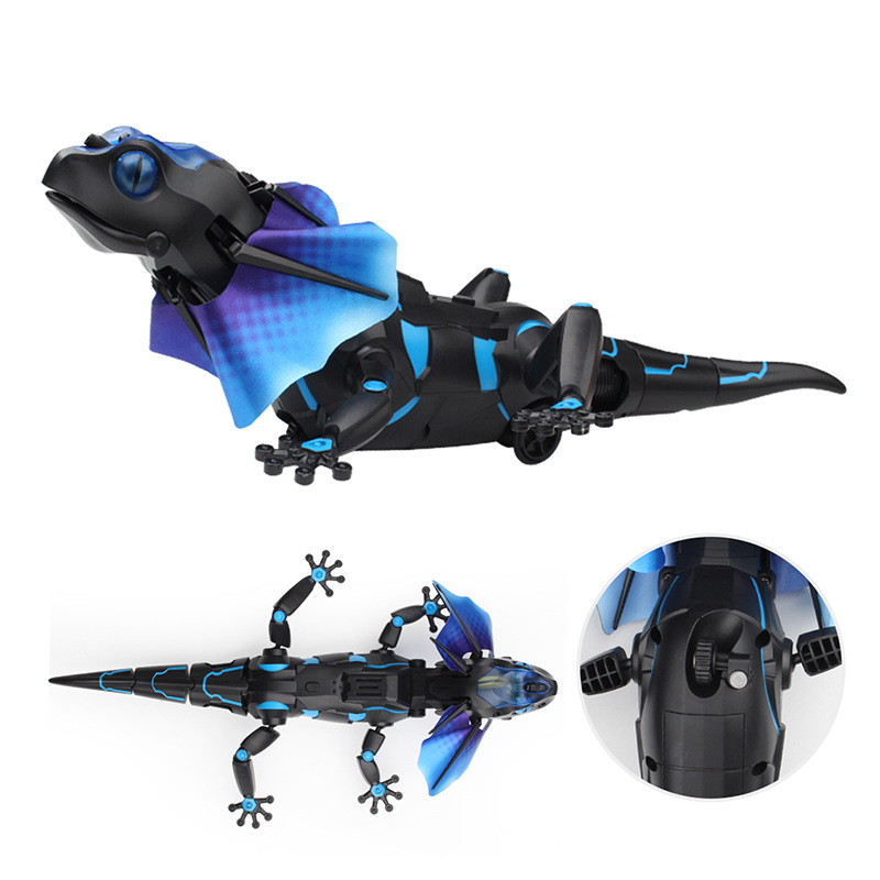 Infrared RC lizard chameleon toys electric plastic infrared remote control lizard robot toy with 3 color light for children