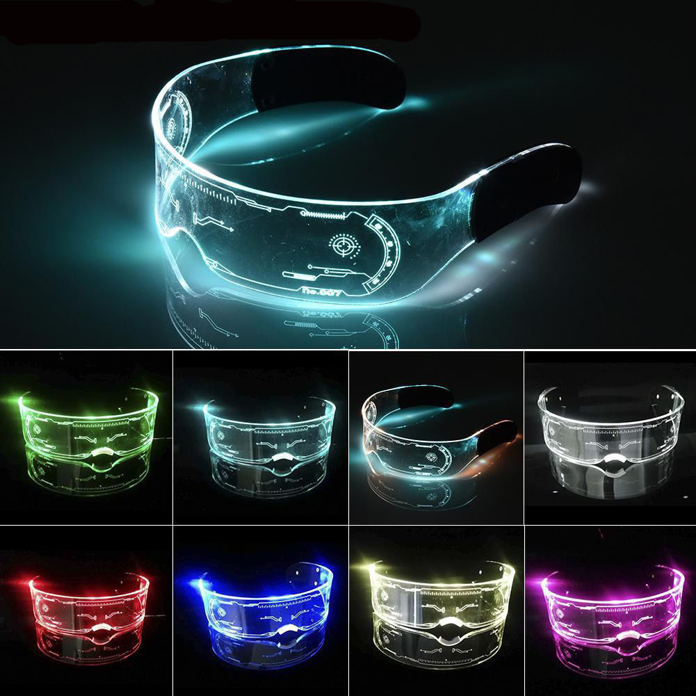 Creative Technology Bar Party DJ Props Futuristic Cyberpunk Colorful Glasses Light Up Glasses for Christmas Halloween Party Bars