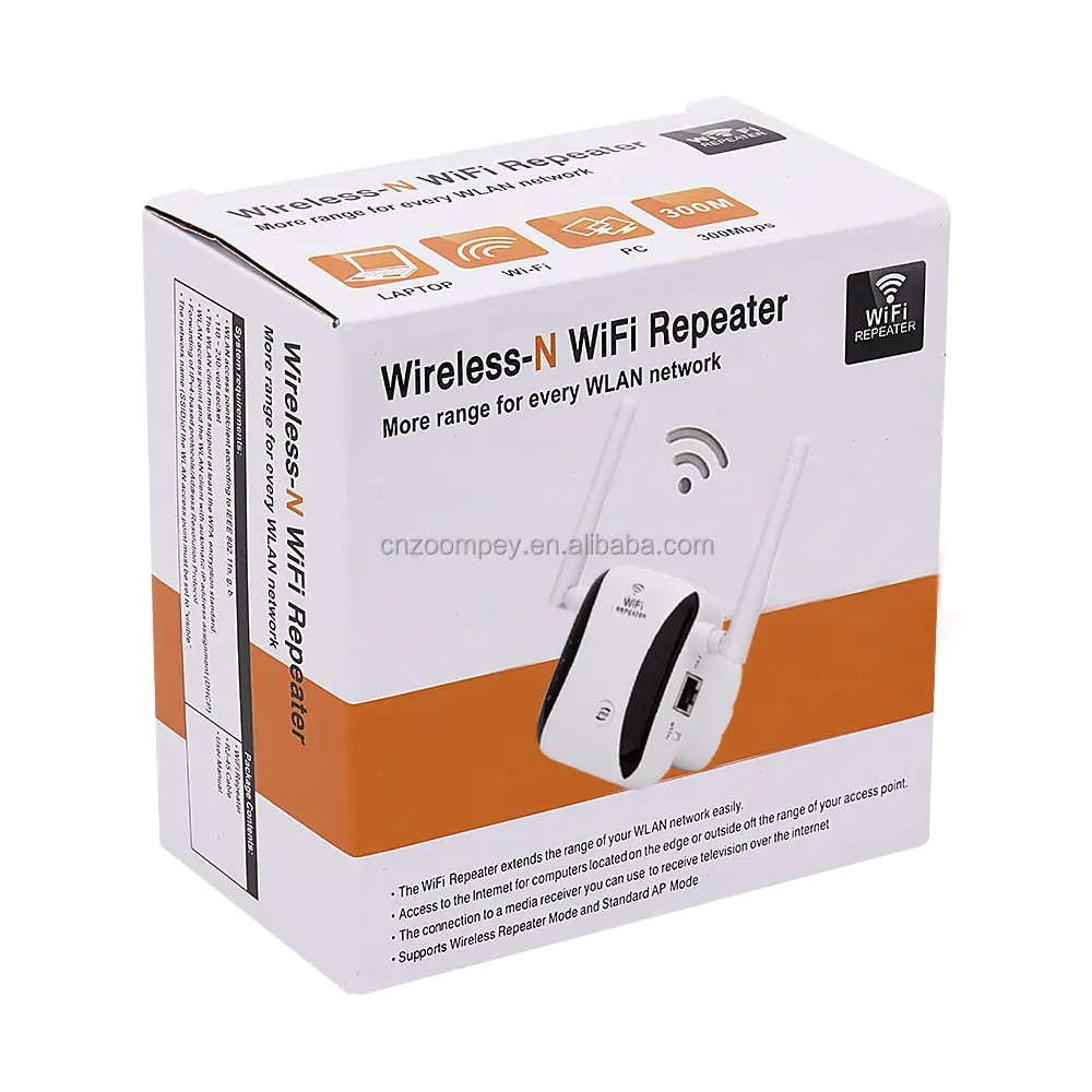 High Quality 2.4Ghz 300Mbps Wireless Wifi Extender Network Long Range Wifi Booster Wireless Wifi Repeater