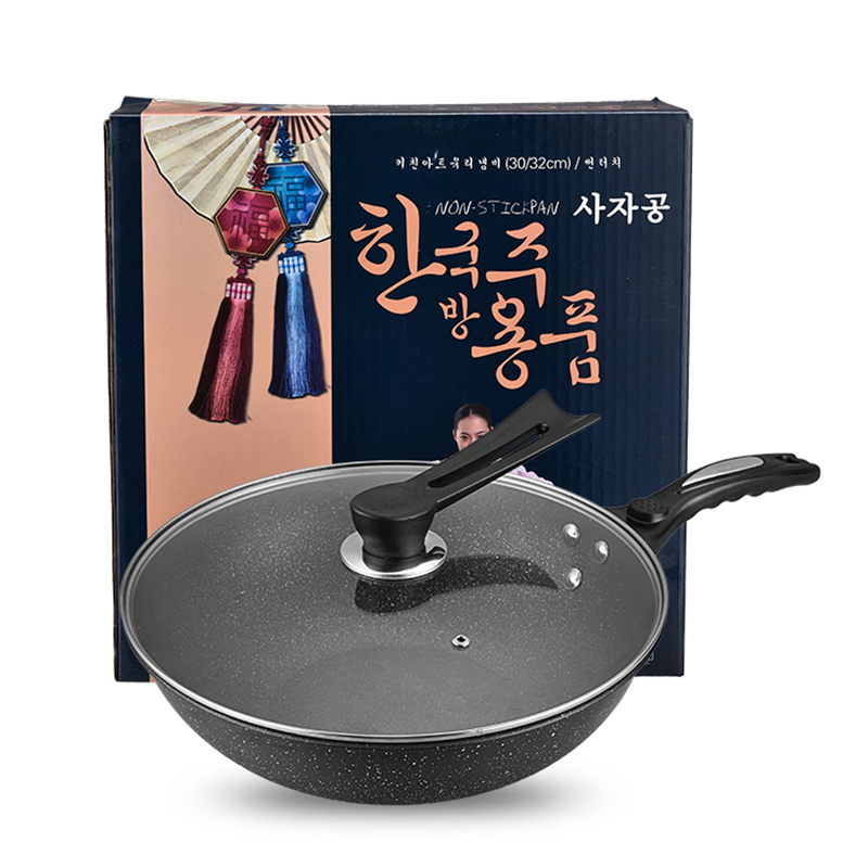 Заводской черный чугунный корейский медицинский камень chinise wok с плоским дном кухонная утварь с бакелитовой ручкой wajan maifan каменный ВОК
