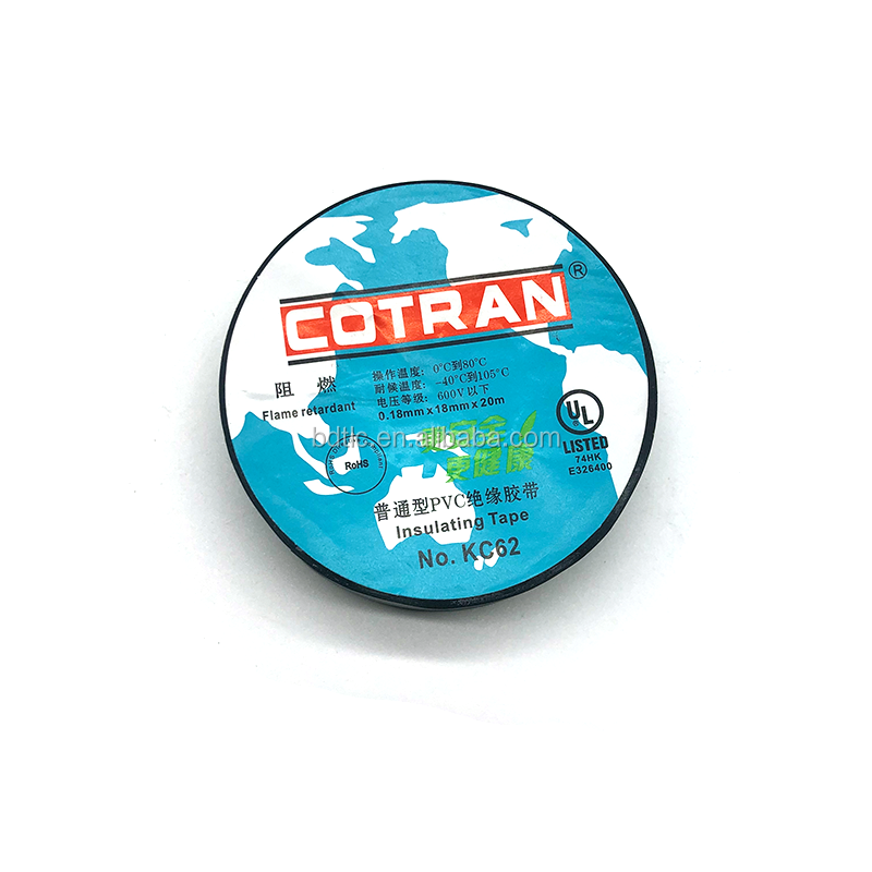 Настоящая изоляционная лента Cotran из черного ПВХ