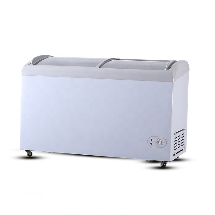 308L DC 12V/24V Glass Display Door DC Solar Freezer for Commercial Food Storage