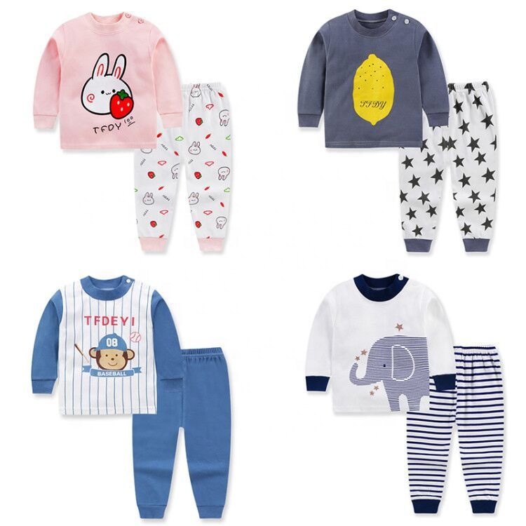 Wholesale cheap price children clothes set 100% cotton long sleeve 2pcs baby clothes set