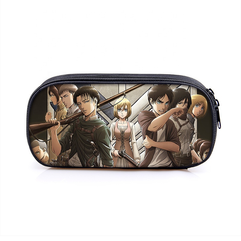 cartoon Figure attack ti-tan Pencil Case for Kids Mikasa Ackerman Eren Yeager Pencil bag