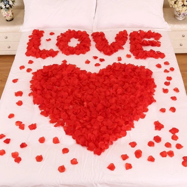 Wedding decoration 100pcs packing silk rose petals wedding bed red rose petals