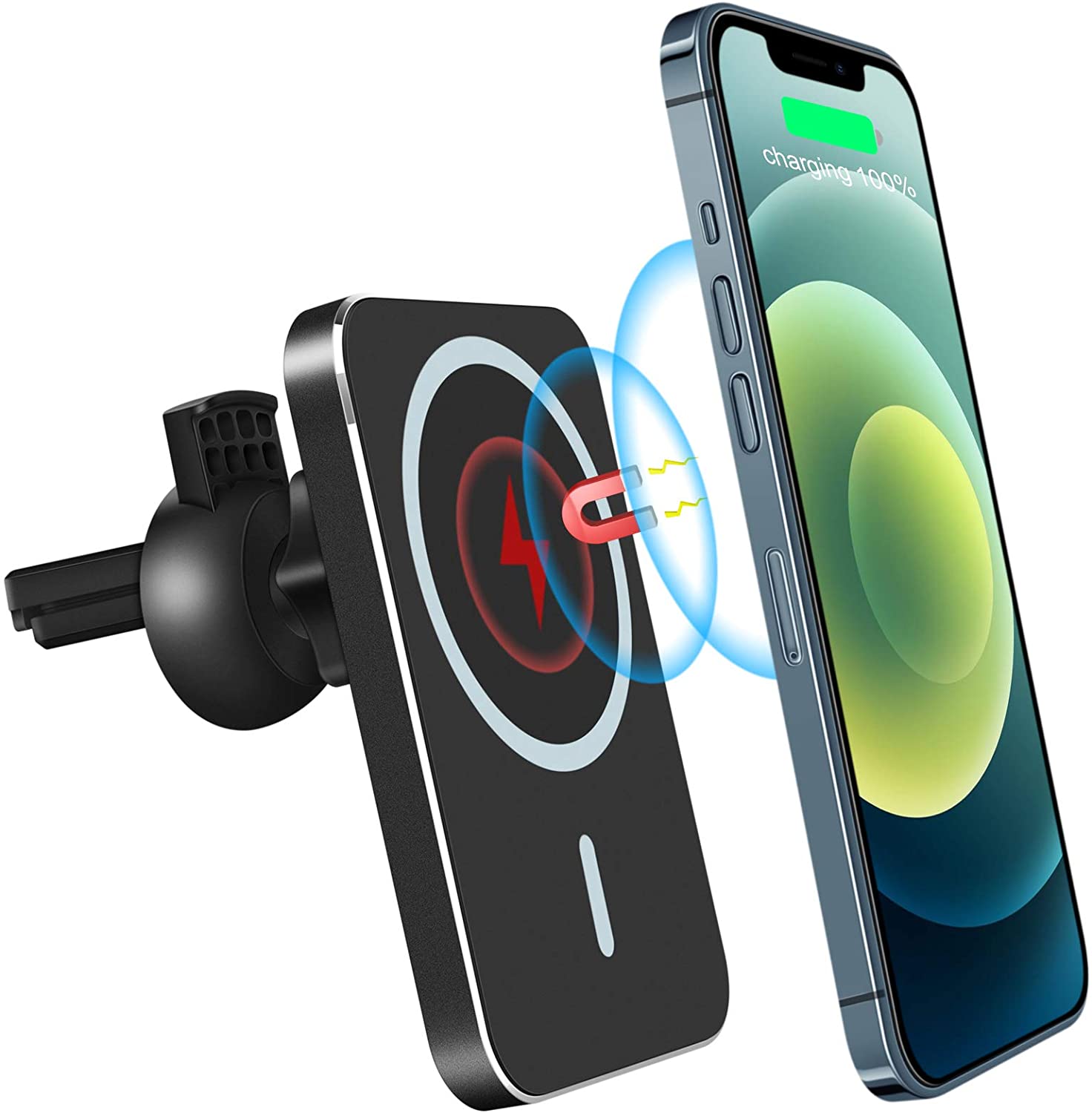 Magnetic Car Wireless Charger 2021 Upgraded Version Topume 15W Fast Charging Car Phone Mount Air Vent Phone Holder Compatible