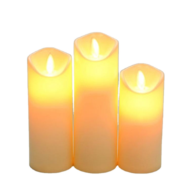 Battery Operated Flameless Candle Set of 3 Real Wax Pillar Decorative Led Candles with Remote Control and Timer
