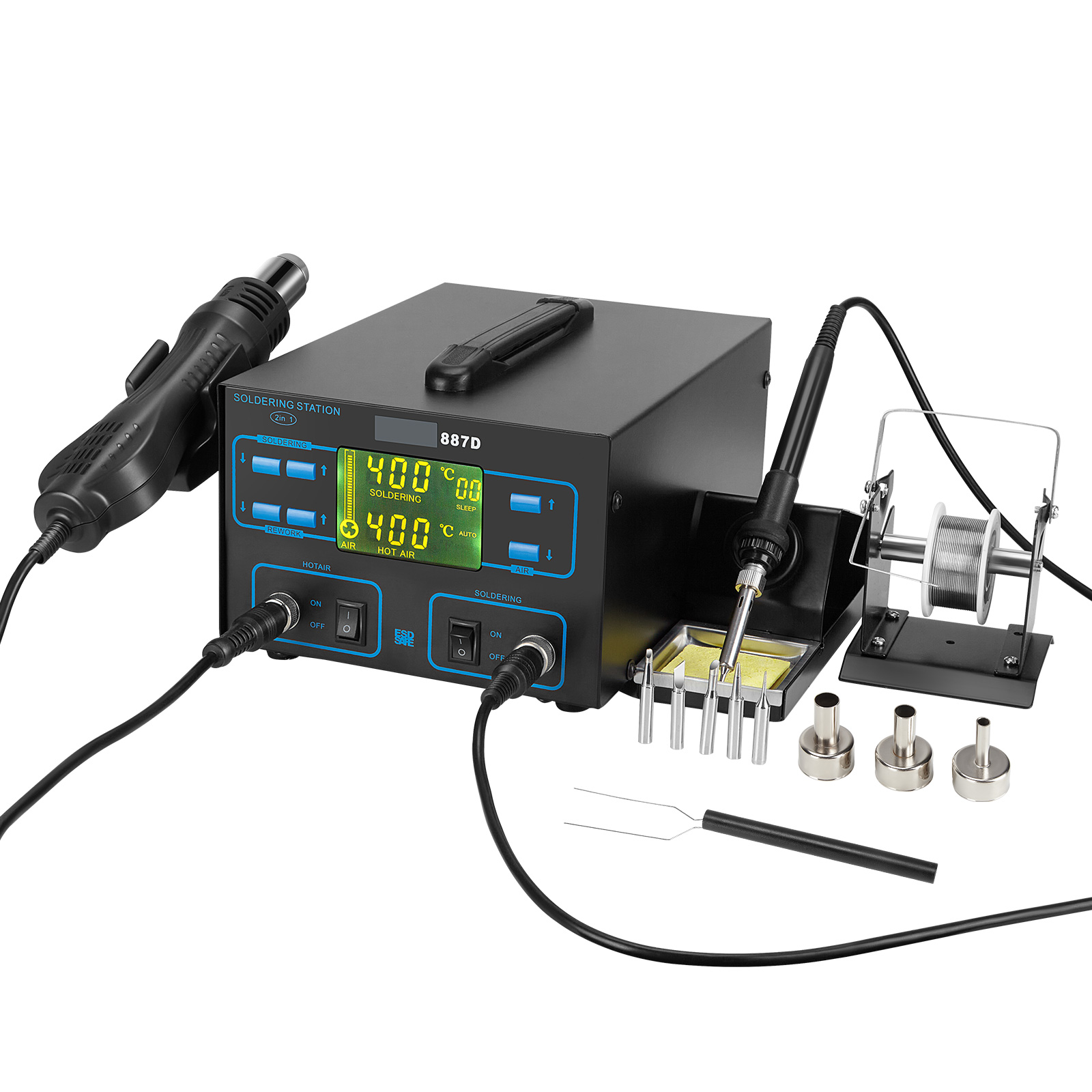 Hot Air Gun with two clear LCD displays