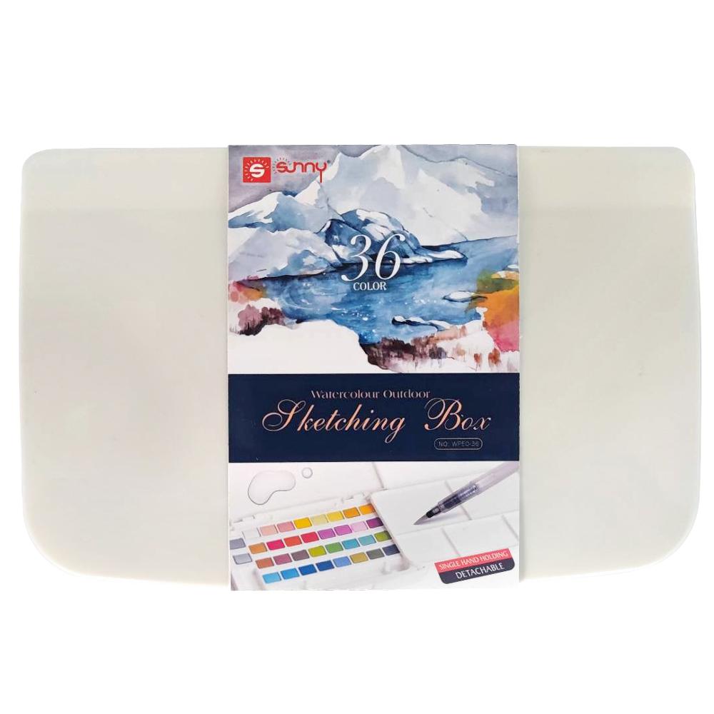 Sunny professional easy coloring Non-Toxic soluble pigment Portable dry gouache 36 Solid Watercolor block set for kid painting