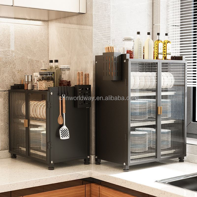 High Quality Large Capacity Kitchen Utensil Rack Household Multifunctional Metal Dish Storage Cabinet