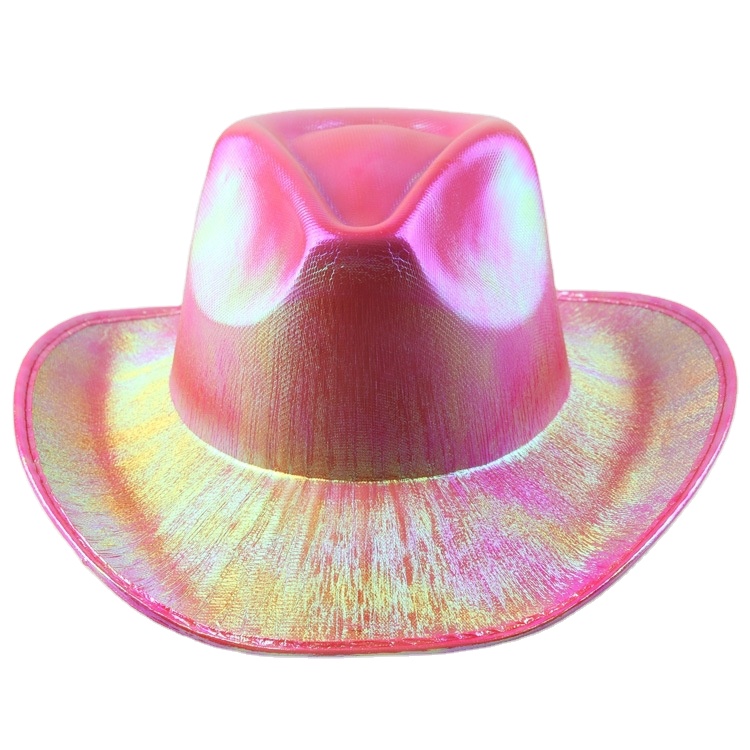 2021 customizable Colorfully Crazy Carnival Hats Plastic Cowboy Cap Glitter Festival Party Hats