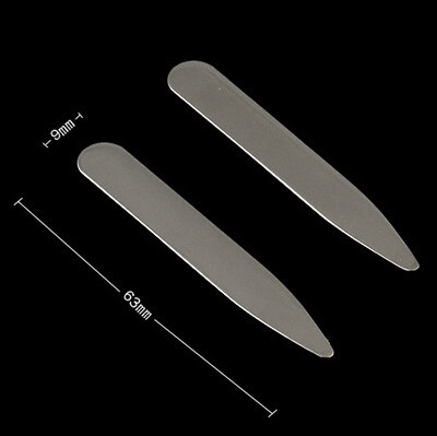 Customize Meta Stainless Steel Collar Shirt Stays w Logo Assorted Sizes