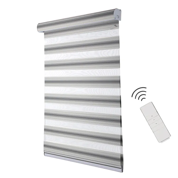Day And Night Office Smart Shades Custom Double Electric Curtain Fabric Blackout Motorized Zebra Window Roller Blinds