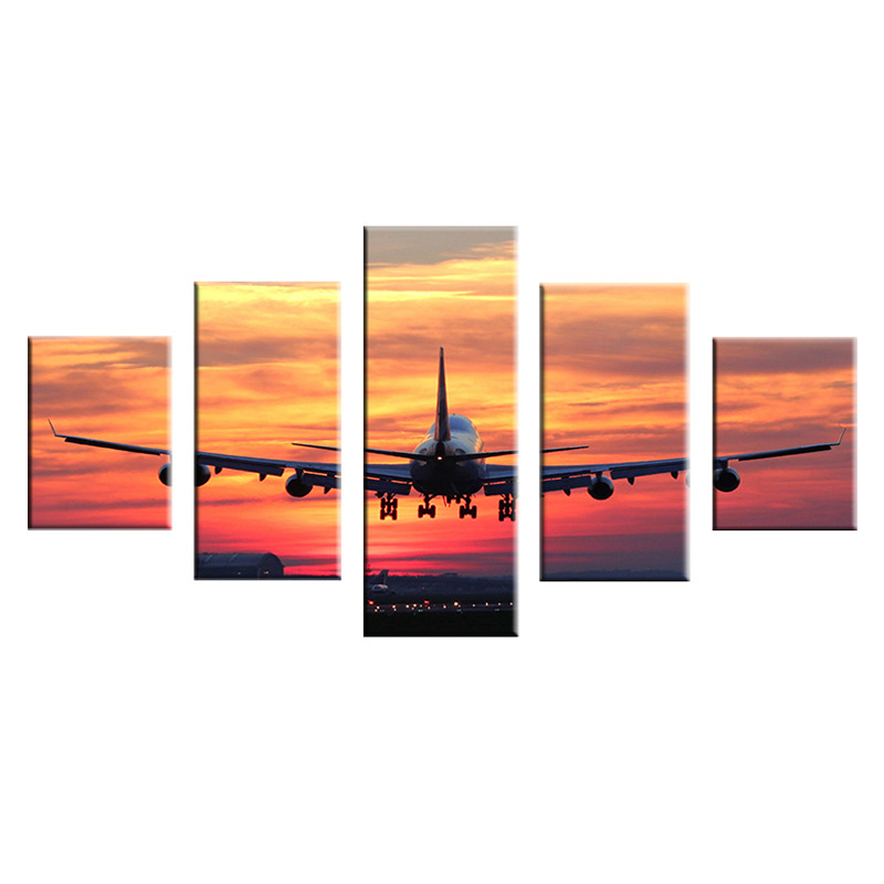 Hot selling nordic art plant canvas painting 5 piece canvas art painting decorations for room