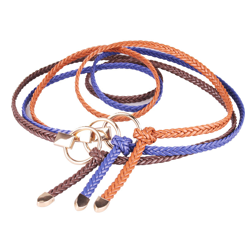 Wholesale Fashion accessories thin belts braided belts for ladies dress waist belt women