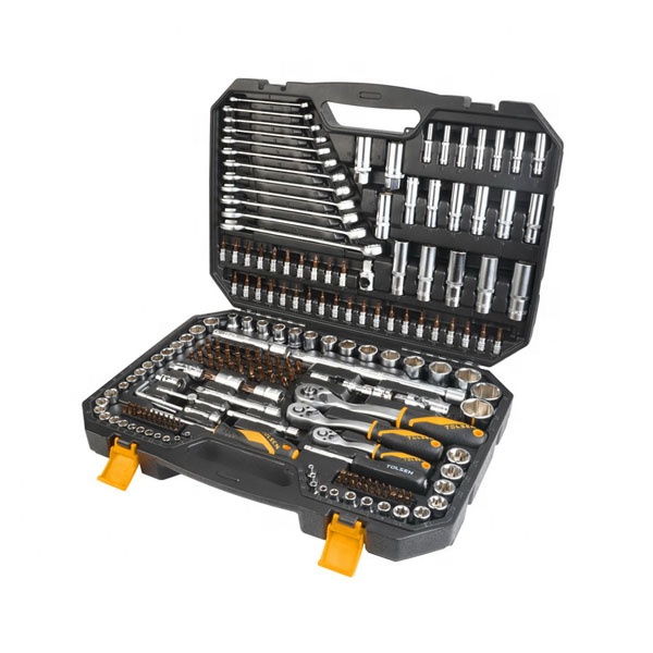 TOLSEN Professional 216Pcs Equipment And Tools Box Case Combo Package wrench Socket Tool Sets