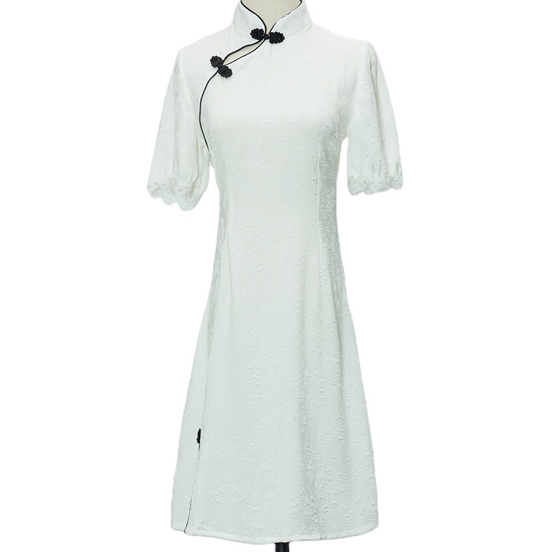 Loose Hot Sale Jacquard Satin Dress Cheongsam Chinese Fabric Qipao Wholesale