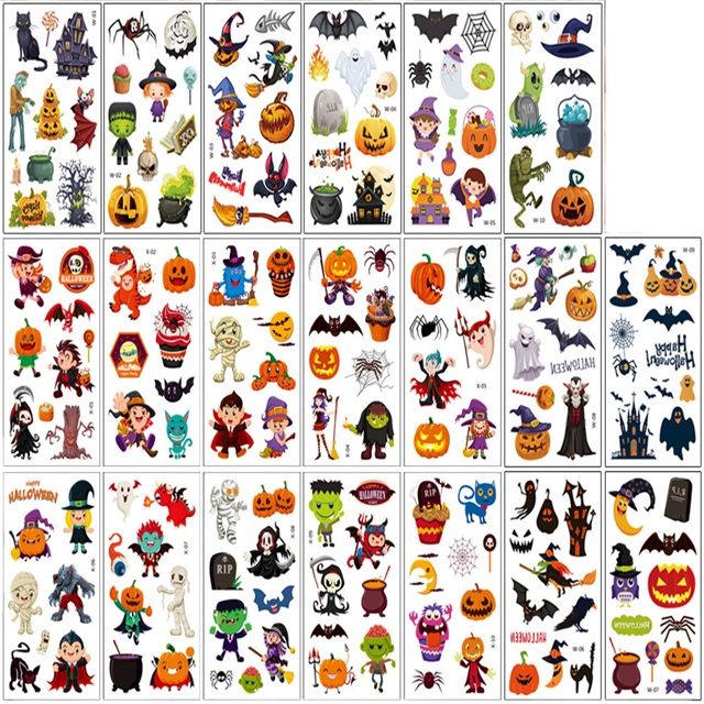 New Halloween Children's Cartoon Tattoo Sticker Funny Pumpkin Party Temporary Tatoo Sticker