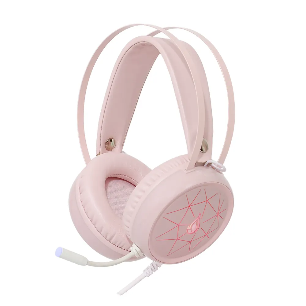 High Quality Custom Design Pink Gaming Headset Earphone Wired Stereo Headphones