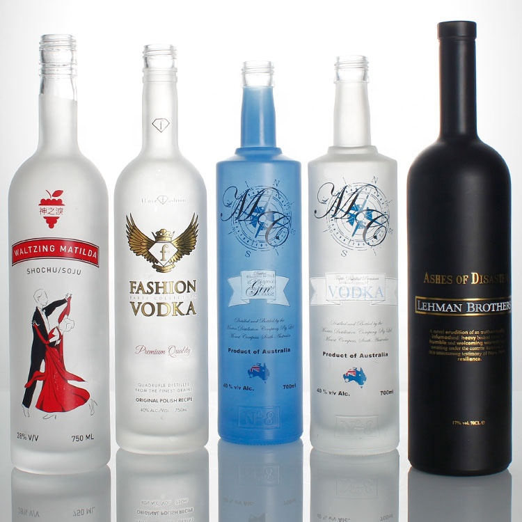 700ml 750ml extra premium flint silk screen printed spirits liquor gin vodka glass bottle