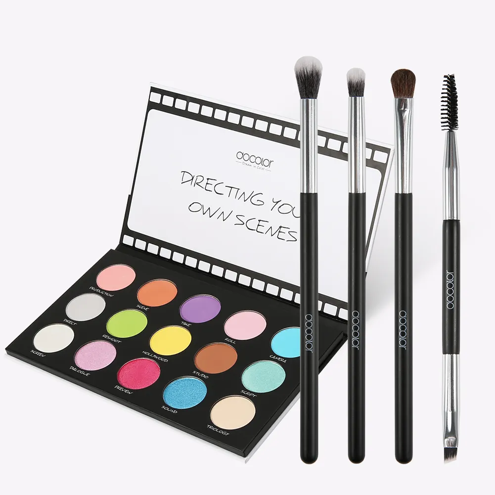Brush Eyeshadow Docolor 15 Color Beauty Glazed Eyeshadow Palette With 4 Pcs Eye Makeup Brushes Y1509