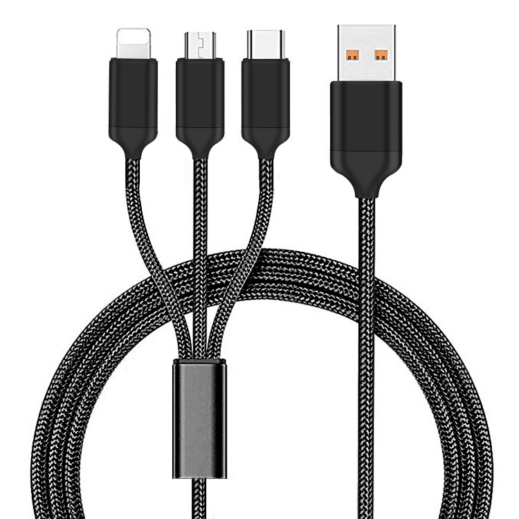 Заводская оптовая продажа 5A быстрое зарядное устройство Android IOS Тип C 3 в 1 Micro Usb зарядные кабели