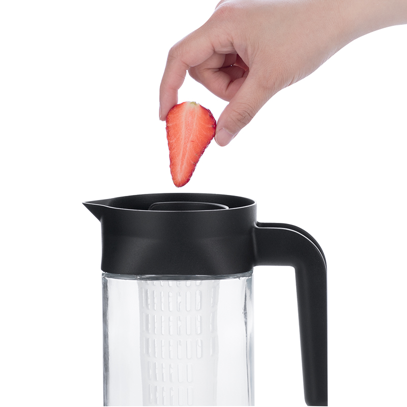 Sale Manufacturing BPA Free Square Clear Glass Cold Fruit Infusion jug water Pitcher Carafe With Handle