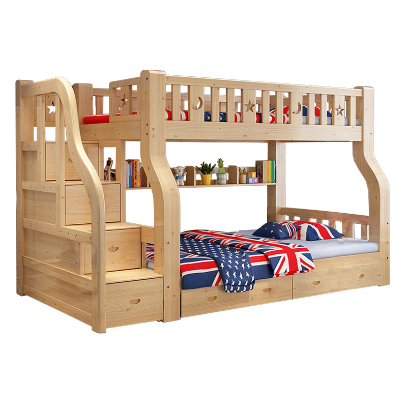 Child bunk bed with slide high and low child mother bed with storage double bunk bunk solid wood bedroom furniture