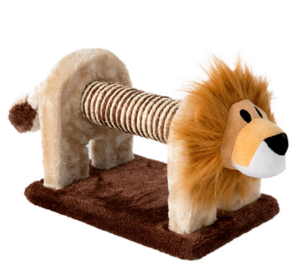 Factory Direct Wholesale Plush Cute Animal Head Lion Style Cat Sisal Scratching Toy Portable Small Size Cat Scratcher Tree