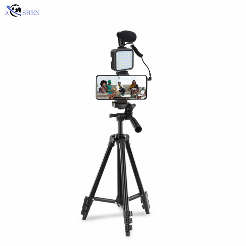 Портативное оборудование Aoshen KIT05 для видеосъемки смартфонов, комплект для видеосъемки с микрофоном, штатив со светодиодной подсветкой для youtube