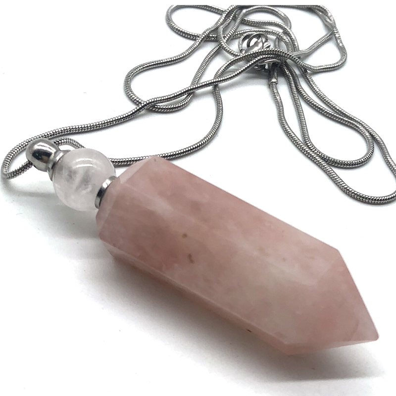 Wholesale Natural Crystal Rose Quartz Crystal Points Gemstone Hexagonal Crystal Pendant