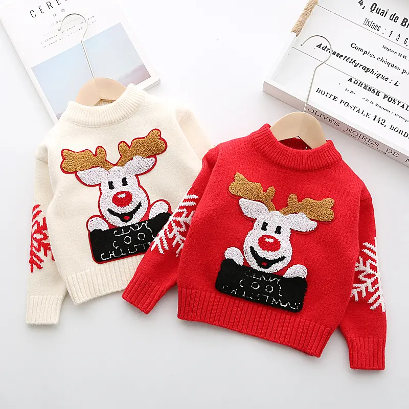 Детский Рождественский свитер, детский бархатный пуловер, свитер, рубашка, свитер для мальчиков и девочек