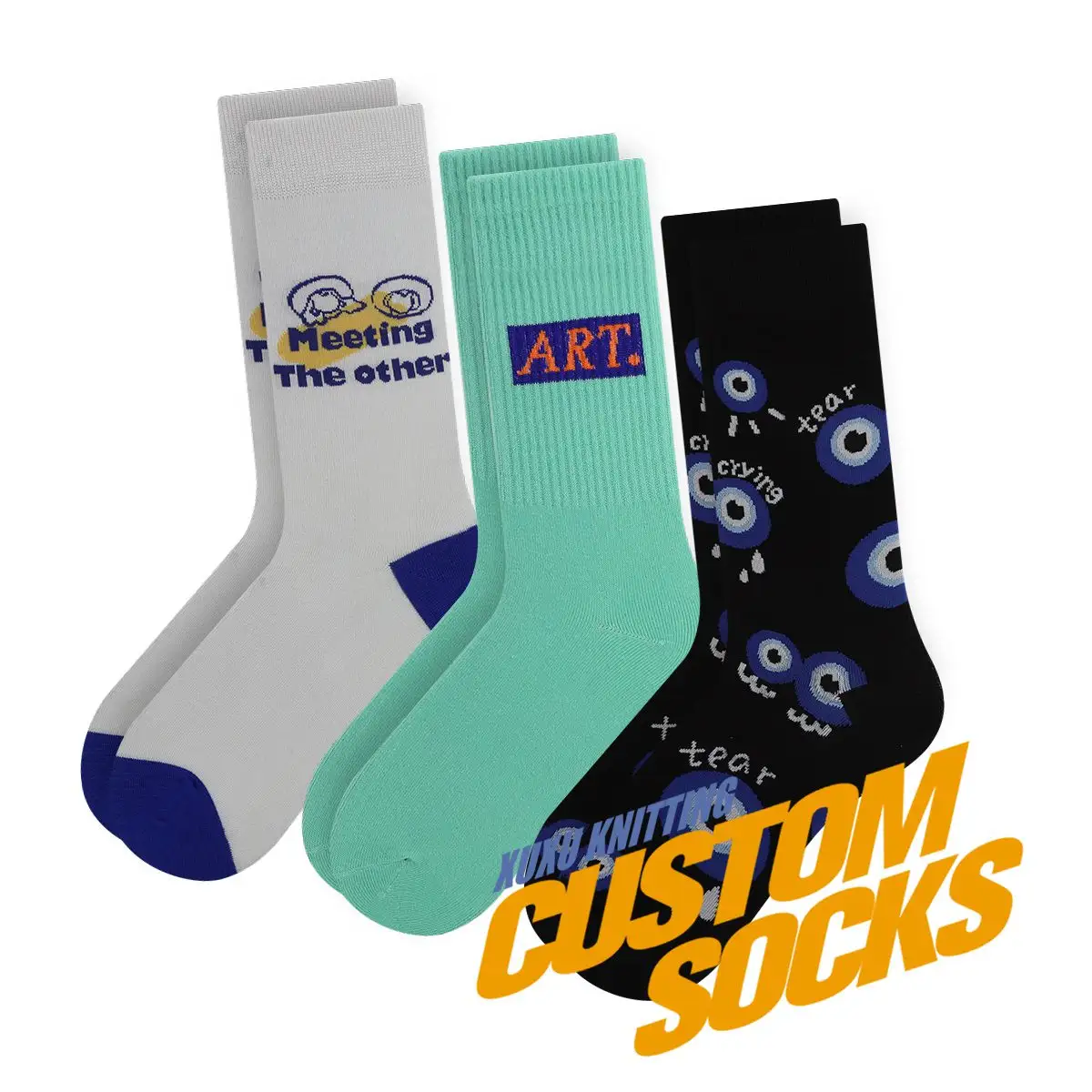 Free Mock-up   Samples Custom Men Socks Custom Basketball Socks Custom Logo White black Sport Socks For Men