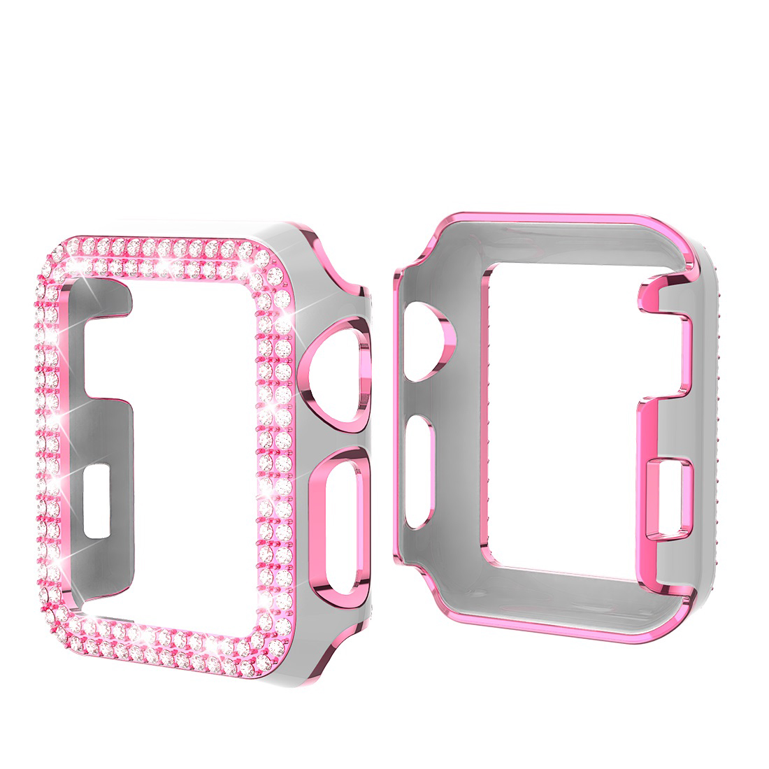 Watch Case for Apple Iwatch 44mm 42mm 40mm 38mm 6D Dazzling Carving PC Double Row Diamond Protective Case for Apple Watch Series