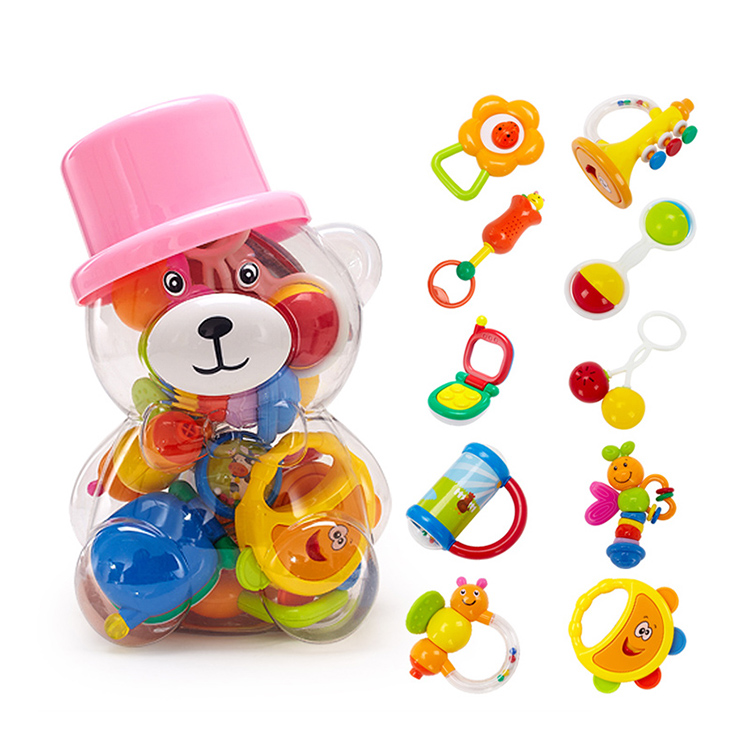 New products Eco-friendly Funny Baby Rattles Infant Music Toys Hand Bell Set Plastic Musical Baby Rattle set Toy