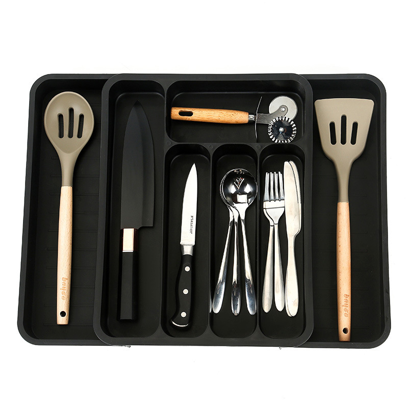 Double-pull Drawer Storage Box Kitchen Cutlery Multi-layer Separation Arrangement Cabinet Tools Storage Box