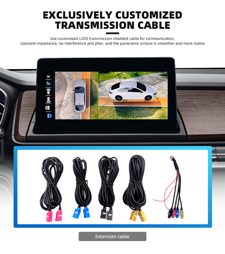 Wemaer LVDS Cable 4 Ways Car Cameras System HD 3D Reverse Backup Rear Side View Camera For BMW Audi Benz Toyota Honda