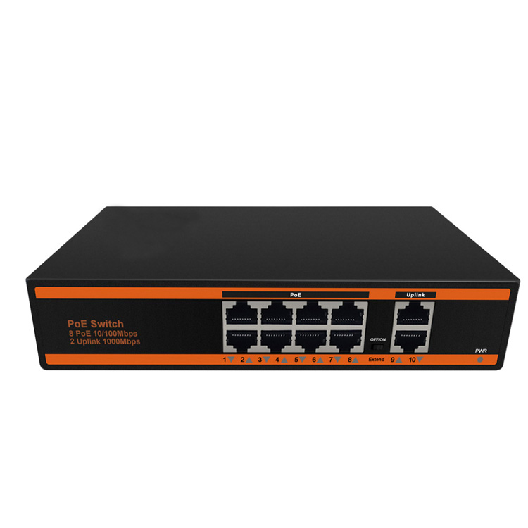 Лучшая цена коммутатор PoE switch, 8 портов 10/100M + 2 Gigabit uplink коммутатор 48V коммутатор эфирной сети poe ip камера видеонаблюдения, NVR